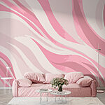 Papel de parede Redemoinhos cor-de-rosa e brancos
