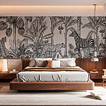 Papel de parede Zebra e chita numa selva