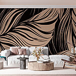 Papel de parede Linhas fluidas de folhagem elegante.
