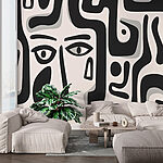 Papel de parede Padrão a preto e branco com diferentes formas