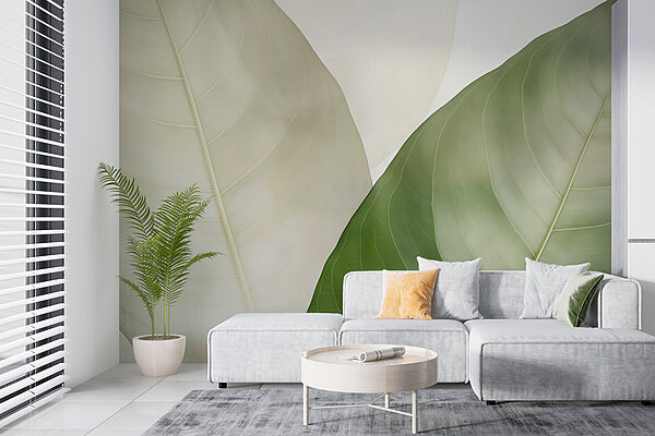 Folhas exuberantes em tons suaves e discretos Papel de parede Folhas exuberantes em tons suaves e discretos