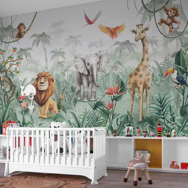 Papel de parede Grupo de animais numa selva (REF: w02440) Papel de parede Papel de parede Grupo de animais numa selva (REF: w02440)