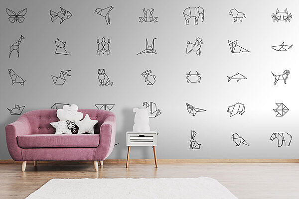 Coleção de animais em origami Papel de parede Coleção de animais em origami