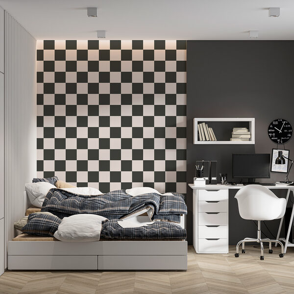 Padrão axadrezado preto e branco Papel de parede Padrão axadrezado preto e branco