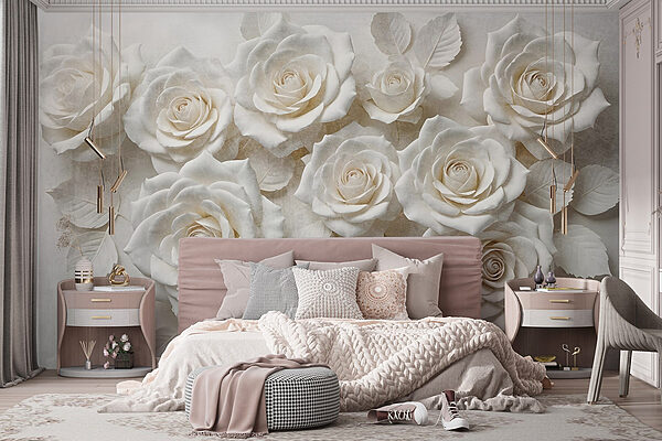 Grupo de rosas brancas Papel de parede Grupo de rosas brancas