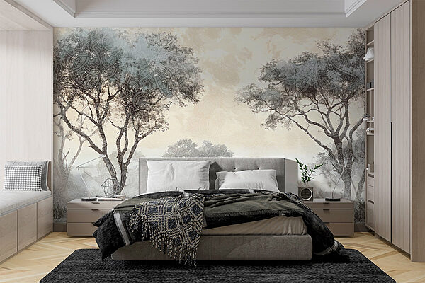 Papel de parede Paisagem de nevoeiro com árvores e plantas (REF: w08442v1) Papel de parede Papel de parede Paisagem de nevoeiro com árvores e plantas (REF: w08442v1)
