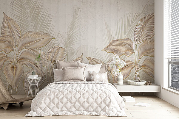 Folhas elegantes em tons suaves Papel de parede Folhas elegantes em tons suaves