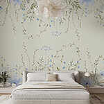 Papel de parede Pintura a aguarela de flores e folhas