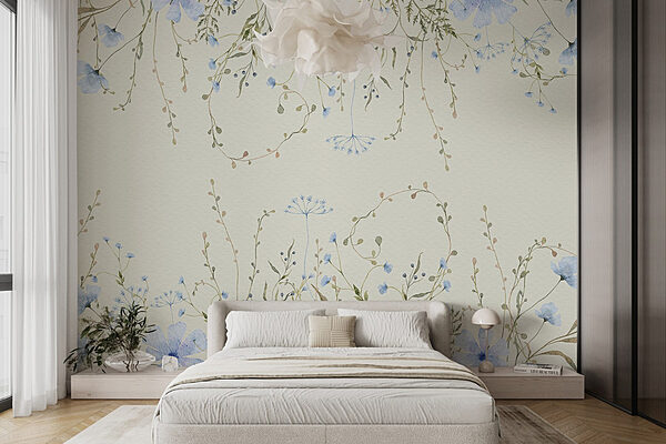 Pintura a aguarela de flores e folhas Papel de parede Pintura a aguarela de flores e folhas
