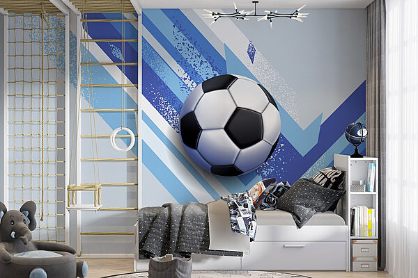 Bola de futebol sobre um fundo azul e branco Papel de parede Bola de futebol sobre um fundo azul e branco