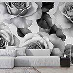Papel de parede Grupo de rosas com folhas