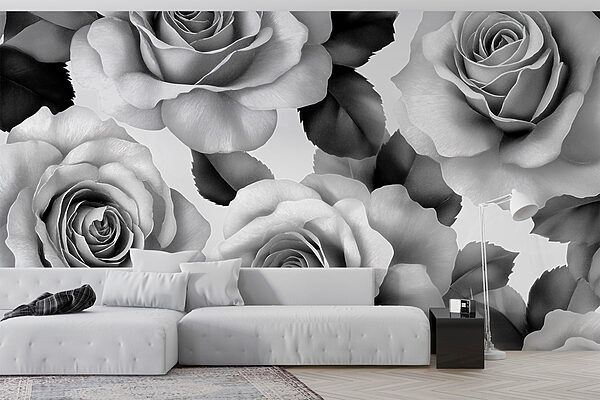 Grupo de rosas com folhas Papel de parede Grupo de rosas com folhas