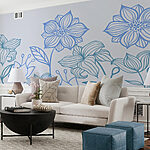 Papel de parede Linha de flores com folhas