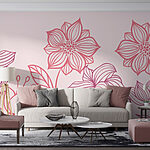 Papel de parede Linha de flores com folhas