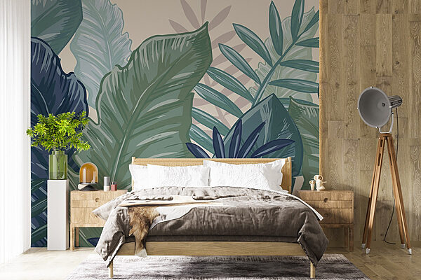 Design vibrante de folhagem tropical Papel de parede Design vibrante de folhagem tropical