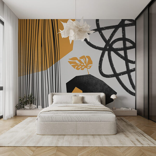 Arte a preto e amarelo Papel de parede Arte a preto e amarelo