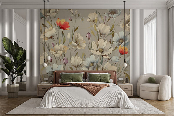 Flores delicadas em tons pastel suaves Papel de parede Flores delicadas em tons pastel suaves
