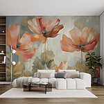 Papel de parede Pintura de flores numa parede
