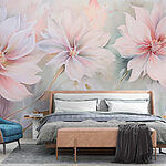 Papel de parede Pintura de flores sobre uma superfície branca
