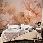 Papel de parede Pintura de flores e folhas