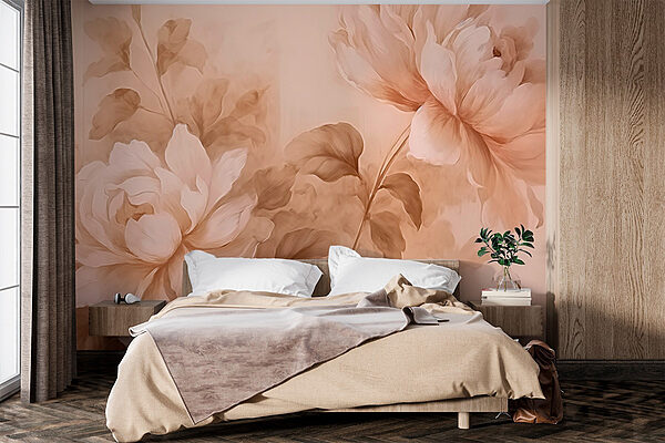 Pintura de flores e folhas Papel de parede Pintura de flores e folhas