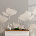 Papel de parede Flores brancas com caules longos