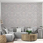 Papel de parede Papel de parede com desenhos em rosa e branco