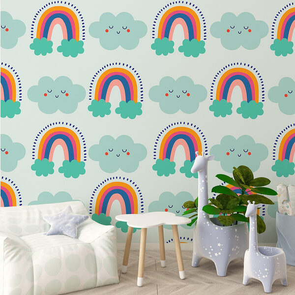 Padrão de nuvens e arco-íris Papel de parede Padrão de nuvens e arco-íris