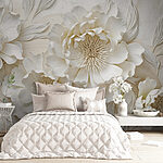 Papel de parede Flores brancas com folhas