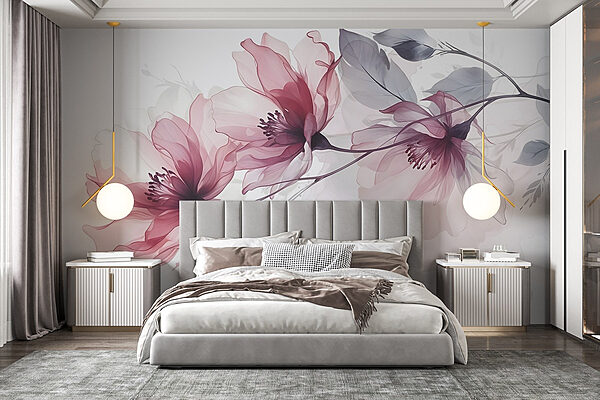 Papel de parede Flores delicadas em tons suaves (REF: w08429) Papel de parede Papel de parede Flores delicadas em tons suaves (REF: w08429)