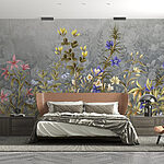 Papel de parede Pintura de flores e folhas