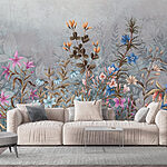 Papel de parede Pintura de flores e folhas