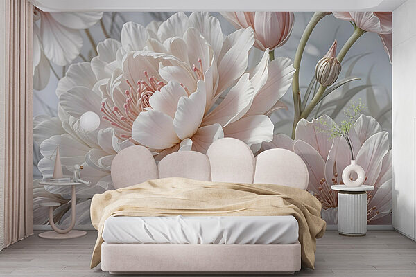 Papel de parede Flores delicadas em tons pastel suaves (REF: w08427) Papel de parede Papel de parede Flores delicadas em tons pastel suaves (REF: w08427)