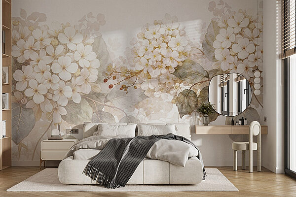 Flores serenas em tons suaves Papel de parede Flores serenas em tons suaves