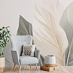 Papel de parede Folhas elegantes em tons suaves.