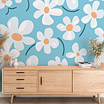 Papel de parede Padrão de flores brancas