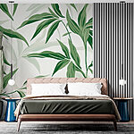 Papel de parede Folhas verdes sobre um fundo branco