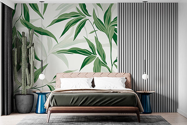 Folhas verdes sobre um fundo branco Papel de parede Folhas verdes sobre um fundo branco