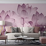 Papel de parede Grupo de flores com folhas