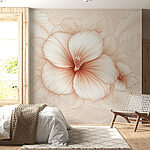 Papel de parede Desenho floral delicado com tons suaves