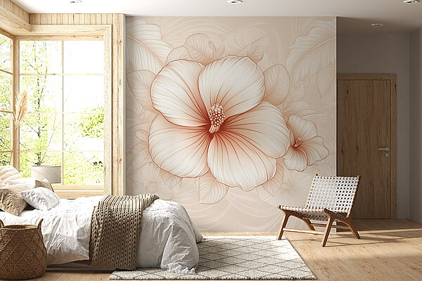 Desenho floral delicado com tons suaves Papel de parede Desenho floral delicado com tons suaves