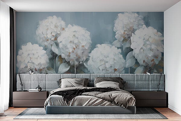 Pintura de flores brancas Papel de parede Pintura de flores brancas
