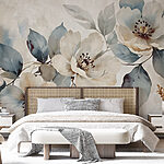 Papel de parede Pintura de flores e folhas