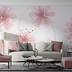 Papel de parede Grupo de flores cor-de-rosa