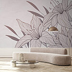 Papel de parede Desenho de flores e folhas
