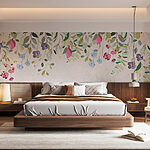Papel de parede Rebordo floral com flores e folhas
