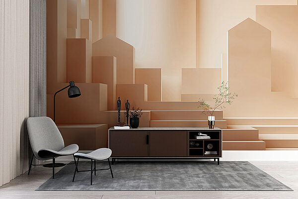 Conjunto de escadas numa sala Papel de parede Conjunto de escadas numa sala