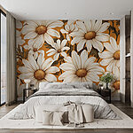 Papel de parede Padrão floral em tons quentes