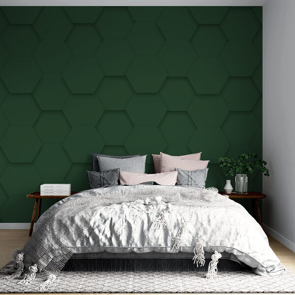 Hexágonos verdes numa superfície Papel de parede Hexágonos verdes numa superfície