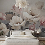Papel de parede Pintura de flores numa parede